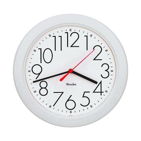 Westclox Clock, Round, White Frame, Plastic Clock Face, Analog 461761