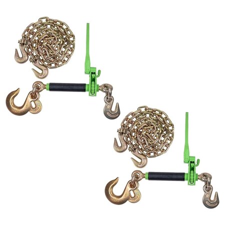 Mytee Products Chain & Binder Kit - 2PK Ratchet Load Binder 15000lb & 2PK 3/8inx16ft G70 Chain, 2PK CBFHSHGH12x2-CH3816x2-KIT