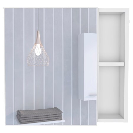 Homeroots 20" White Wood Floating Single Door Bathroom Vanity And Medicine Cabinet With Mirror 543589