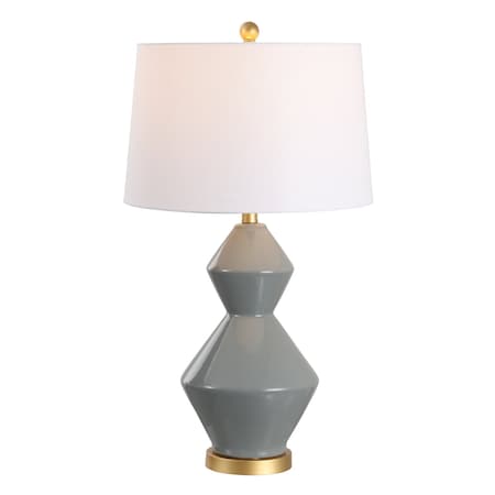 Jonathan Y Abbas 29" Geometric Ceramic/Metal LED Table Lamp, Gray/Gold Leaf JYL4013B