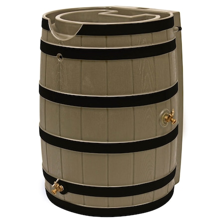 Good Ideas Rain Wizard 65 Gallon Rain Barrel With Darkened Ribs - Khaki RW65-DR-KHA