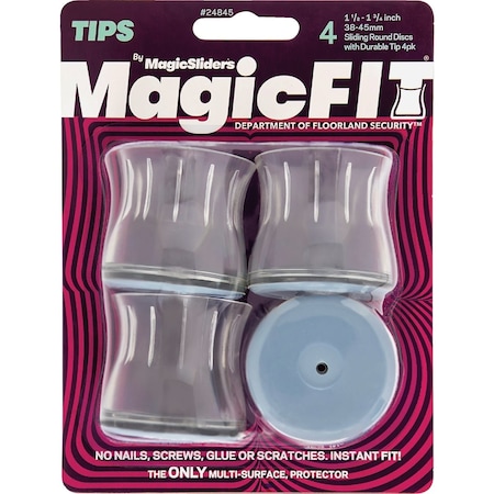 Magic Sliders Magic Fit 1-1/2'' - 1-3/4'' Round Slider, 4PK 24845