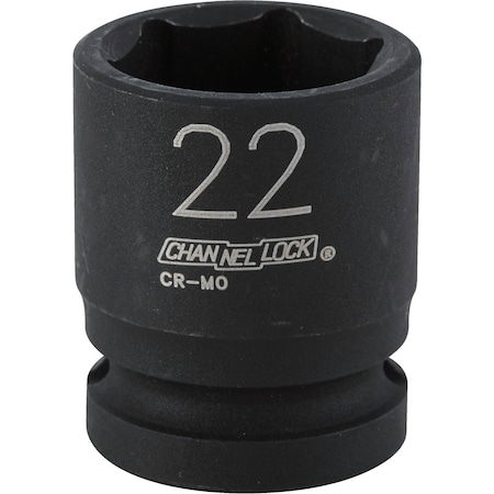 Channellock 1/2'' Drive 22 mm 6-Point Shallow Metric Impact Socket 315737