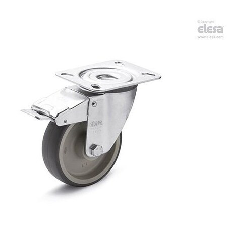 Elesa 452606 Castors steel bracket Thermoplastic rubber coating plate bracket, brake, 452606