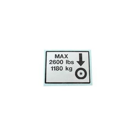 Jlg REPLACEMENT DECAL, MAX TIRE LOAD 1704559