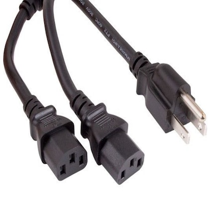 Sanoxy 10ft 18 AWG Universal Power Cord Splitter Cable NEMA 5-15P to IEC320 C13 x 2, Black SNX-CBL-LDR-PW145-1710