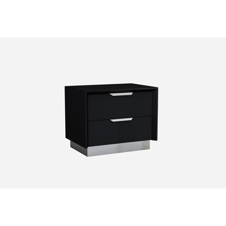 Homeroots 21" Black Wood Two Drawer Nightstand 370741