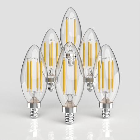 Jonathan Y Vintage Non-Dimmable C35-4W LED Edison Bulbs w/ E12 Base, 80+ CRI, Warm White 2700K, 420 Lumens, Cl, 6PK BLB-C35A-SET6