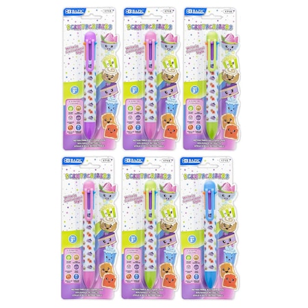 Bazic Products Scented 6-Color Pen, Assorted Designs, 6PK 1715