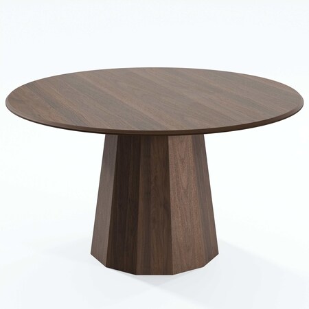 Homeroots 52" Brown Wood Pedestal Base Round Top Dining Table 720966