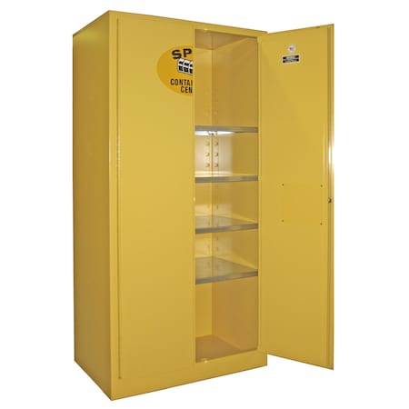 Securall Spill Containment Cabinet, 36 Cubic Feet, 4 Shelves, 36 in W x 72 in H x 24 in D, Yellow SCC272