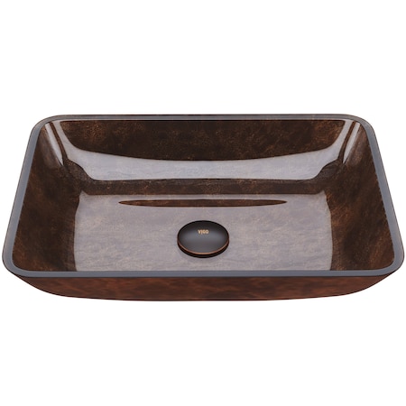 Vigo Donatello Artistic Rubywood Glass 18 in. L x 13 in. W x 4 in. H Rectangular Vessel Bathroom Sink VG07089