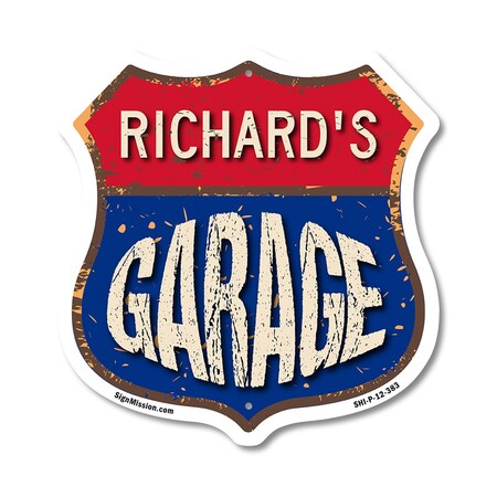 Signmission Richard's Garage, 12 Inch X 12 Inch, Plastic Sign SHI-P-12-383-RICHARD