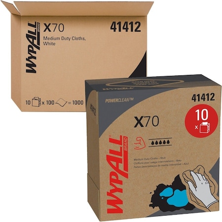 Wypall WypAll Power Clean X70 Medium Duty Cloths (41412), Pop-Up Box, Blue, es / Case, PK10 41412