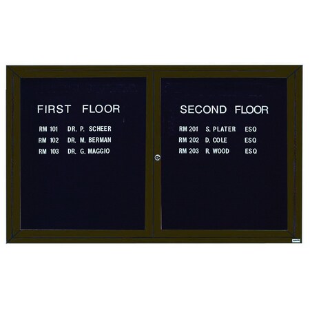 Aarco Enclosed Letter Board Directory w/ Bronze Anodized Aluminum Frame, 36''Hx60''W, 2 Doors ADC3660BA
