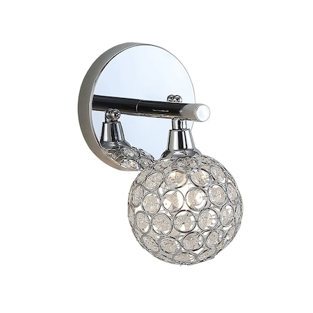 Jonathan Y Maeve 4.75" 1-Light Iron/Glass Contemporary Glam LED Vanity Light, Chrome JYL7534A