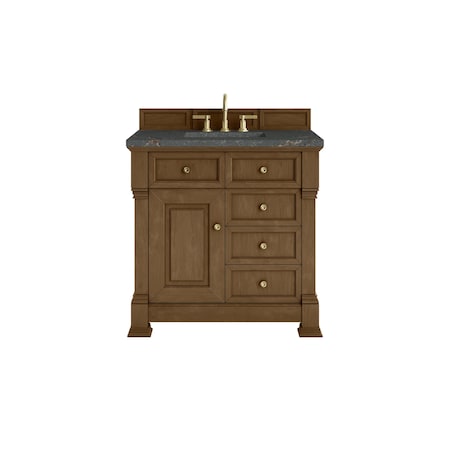 James Martin Vanities Brookfield 36 in. Single Vanity, Honey Oak w/ 3 CM Parisien Bleu Silestone Top 547-V36-HNO-3PBL