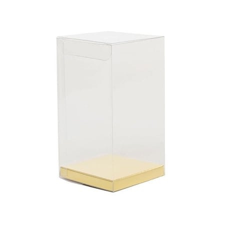 Nashville Wraps Clear Square Truffle Box with Gold Bottom Insert, 3x3x5.5, 12PK 1115