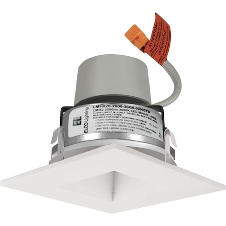 Elco Lighting 4in LED Module & Driver, Square on Square Baffle Trim, 850lm, 2700K, White E415R0827W