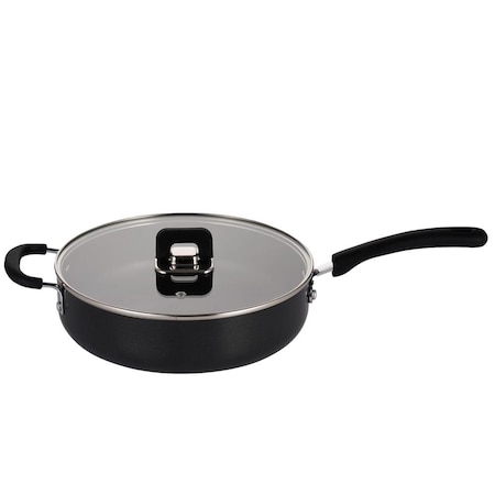 Nutrichef 3.7Qt Saute Pan With Lid NCWSTKBLKSAU37