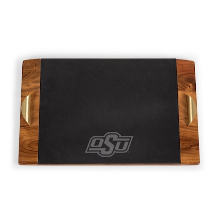 Picnic Time Family Of Brands NCAA Oklahoma State Cowboys Covina Acacia and Slate Serving Tray 957-07-512-463-0