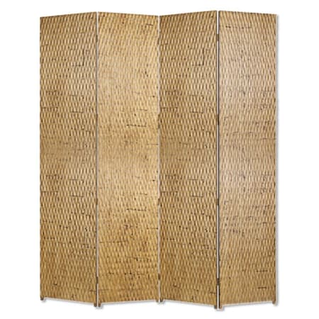 Homeroots 84" Gold Wood Folding Four Panel Screen Room Divider 274903