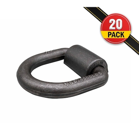 Mytee Products 3/4in Heavy Duty Weld-On Forged D Ring 26,500Lbs, 20PK D-Ring34-Wx20