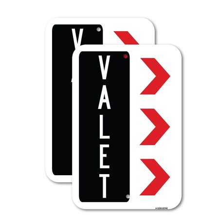Signmission Valet Right Arrow 1, 18'' X 24'' 2 Signs, Heavy Gauge Aluminum, 2PK A-1824-2PACK-22742