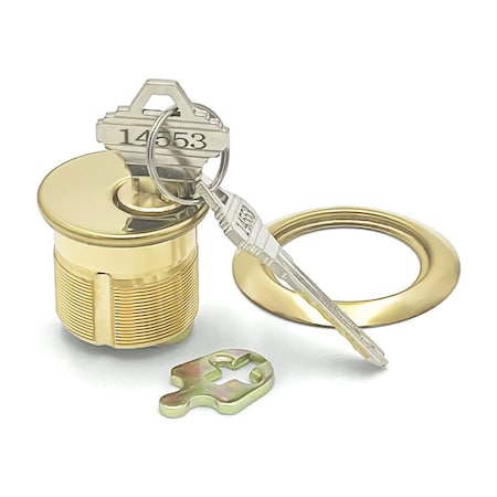 Ecs Hardware Durable Premium Mortise Cylinder, 1-1/8 in US3 Polished Brass SC1 ECSH-MC02-US3-SC1