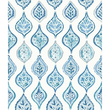York Wallcoverings Marketplace Motif White and Blue Wallpaper MN1850