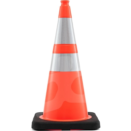 Xpose Safety 28 Inch Multipurpose PVC Orange Traffic  Cone with 6in & 4in Reflective Collars, 10 lb base OTC28-64-10L-1-X