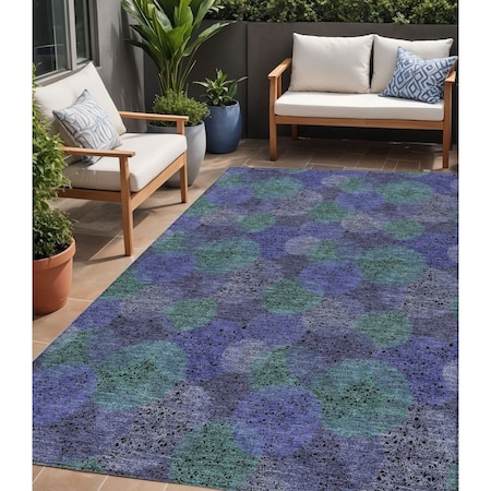 Homeroots 5' X 8' Purple Lavender And Green Polka Dot Washable Indoor Outdoor Area Rug 614696