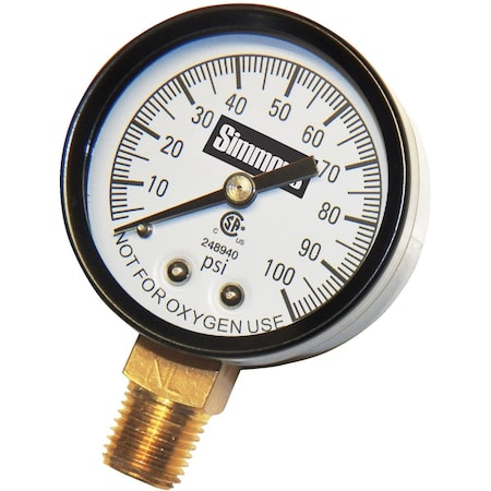 Simmons 1/4'' MPT Fitting 100 psi Pressure Gauge 1305