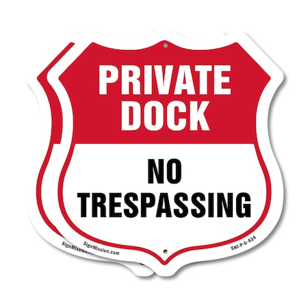 Signmission Private Dock Shield Sign No Trespassing, 6 inch X 6 inch, Plastic Sign, 2PK SHI-P-2PACK-6-434