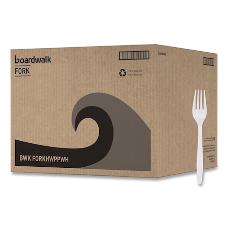 Zoro Select Disposable Forks, Heavyweight, White, 1,000 PK BWKFORKHWPPWH