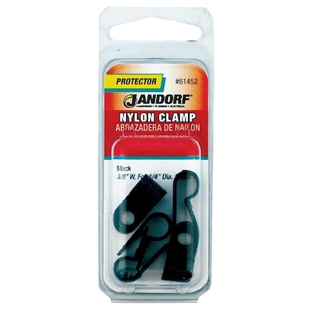 Jandorf Cable Clamp, 1/4 in Max Bundle Dia, 3/8 in W, Nylon, Black 61452