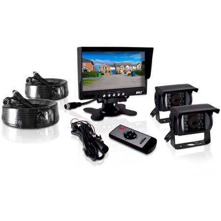 Pyle Weatherproof Rearview Backup Camera & Monitor Video System, Commercial Grade, 2 Cameras, 7'' Monitor PLCMTR72