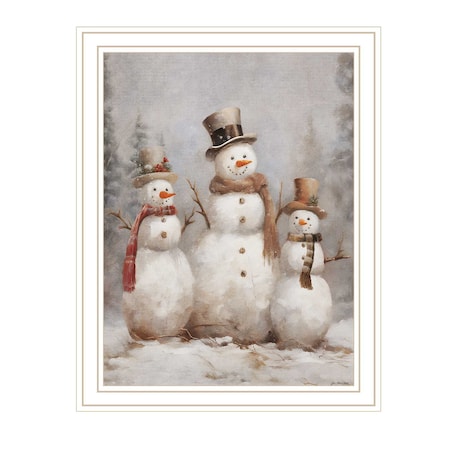 Homeroots Snowman Trio White Framed Wall Art 572083
