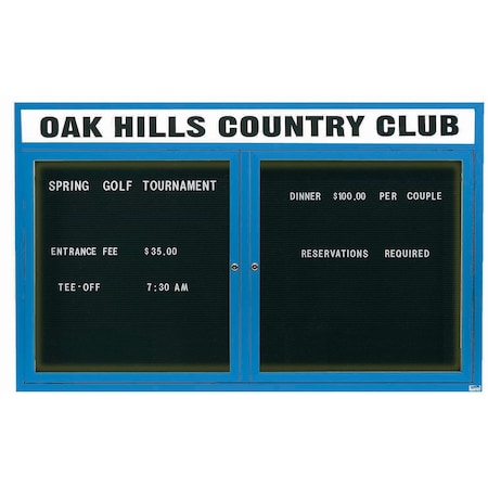 Aarco Illuminated Outdoor Enclosed Directory w/ Al Frame Header, Powder Coated Blue, 36''Hx60''W OADC3660HIB