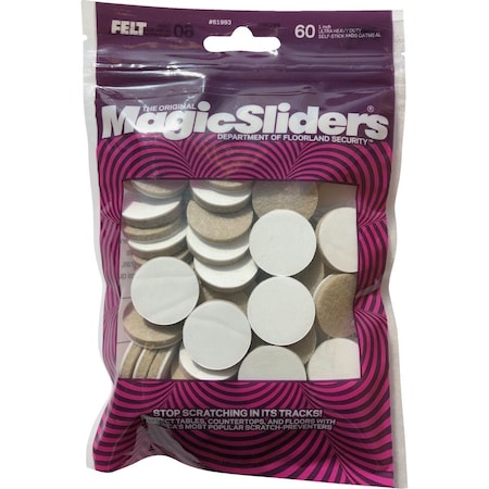 Magic Sliders 1'' Oatmeal Felt Pads, 60-Count 61993