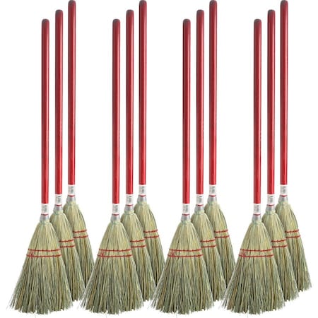 Genuine Joe Corn Fiber Toy Broom - 24 Wooden Handle - Red, 12PK GJO11501CT