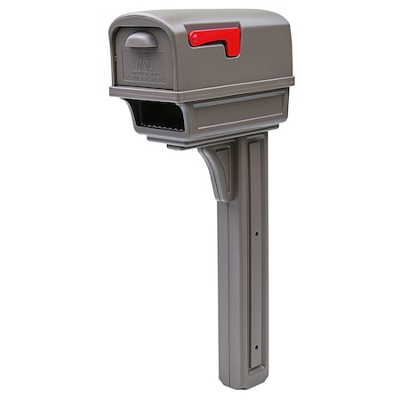 Architectural Mailboxes Gentry All-in-One Plastic Mailbox and Post Combo, Mocha GGC1M00AM