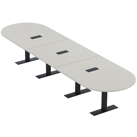 Skutchi Designs 16ft Racetrack Conference Table With Power | Harmony Series | 16 Person Meeting Room Table HAR-RAC-48X192-T.BK-U779-EBLK