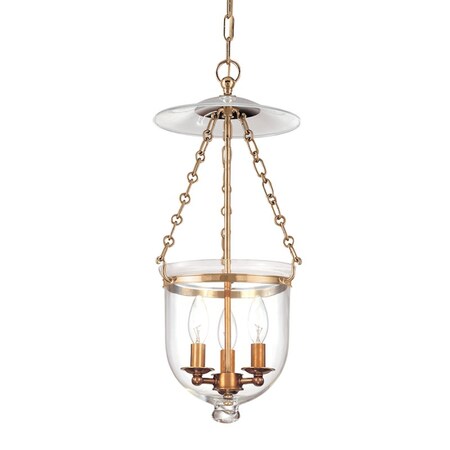 Hudson Valley Lighting Hampton 3 Light Pendant 10.25 In. Aged Brass/clear 252-AGB-C1
