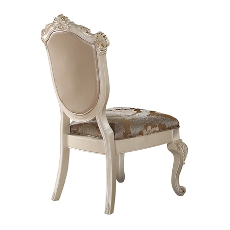 Homeroots Tufted Rose Gold and Pearl Upholstered Faux Leather And Solid Wood Dining Side Chairs, 2PK 573396