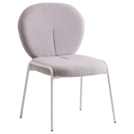 Leisuremod Celestial Boucle Dining Side Chair with White Powder Coated Iron Frame, Grey CCW-23GR