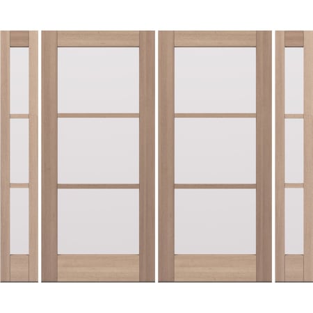 Doornmore Frame Size 103" x 82" [ 36" Door + 12" Sidelites ] LH Outswing, Mahogany SDL 3 Lite Exterior Double Door G103-SW-3680-G103-SL_2-2_LO