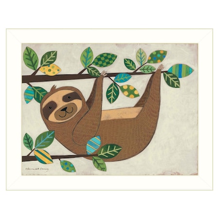 Homeroots Hanging Sloth I 2 White Framed Print Wall Art 415216