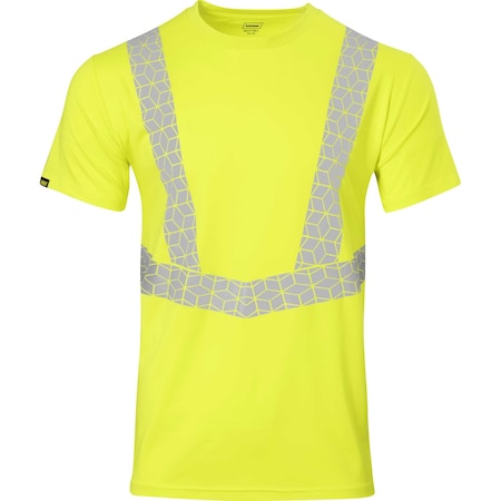 Ironwear Elastex Class 2 Breathable Short Sleeve Hi Vis Shirt with GeoFlect Reflective Tape, Lime, Large 7132-L-LG