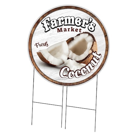 Signmission Farmers Market Coconut Double Sided Corrugated Plastic Circle Yard Sign, C-36-CIR-DS-WS-Coconut C-36-CIR-DS-WS-Coconut